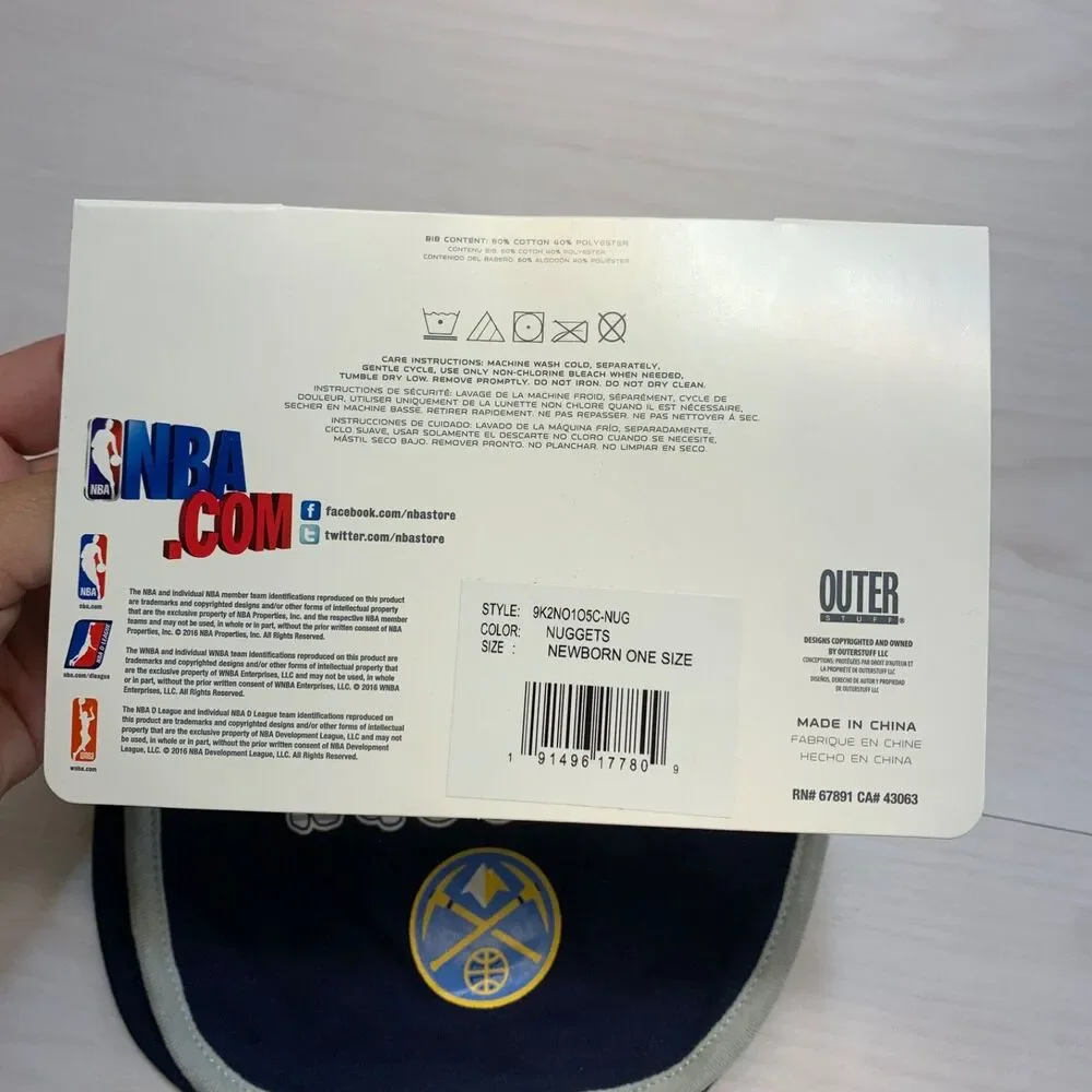 NBA Nuggets Basketball Unisex Baby Bib Infant Newborn 3‎ - Piece Set One Size